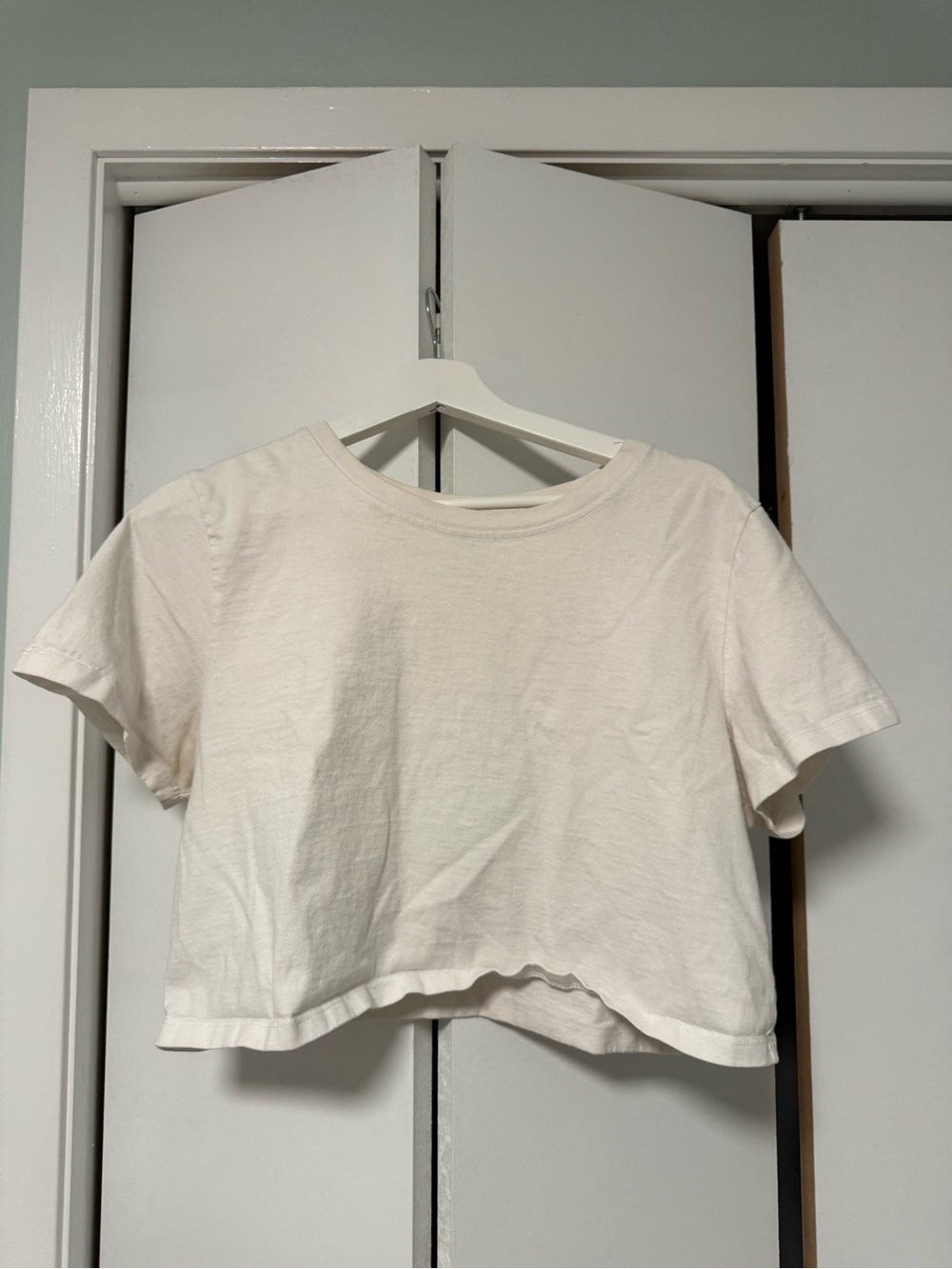 Urban Outfitters Cream Crewneck Logo Tee